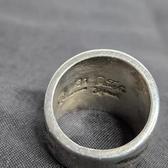 Saritasco 925 Sterling Silver Coral Turquoise Mosaic Inlay Vintage Mexico Ring 6 - Picture 9 of 9